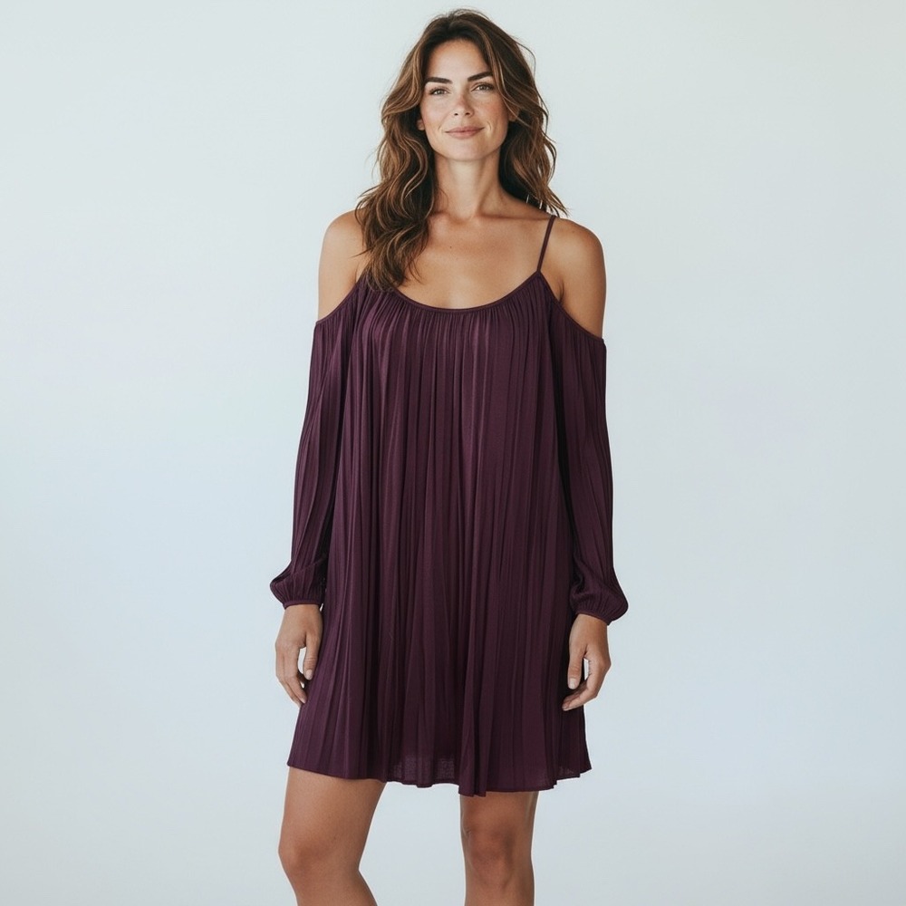BAILEY 44 Designer Purple Cold Shoulder Long Sleeve Mini Dress XS Holiday Party